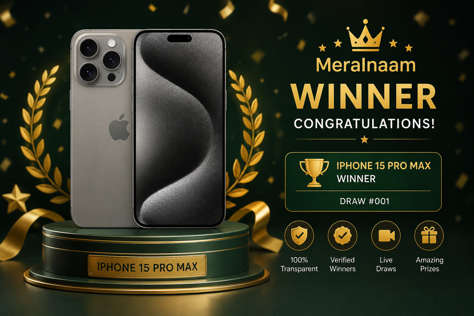 MeraInaam verified iPhone winner announcement